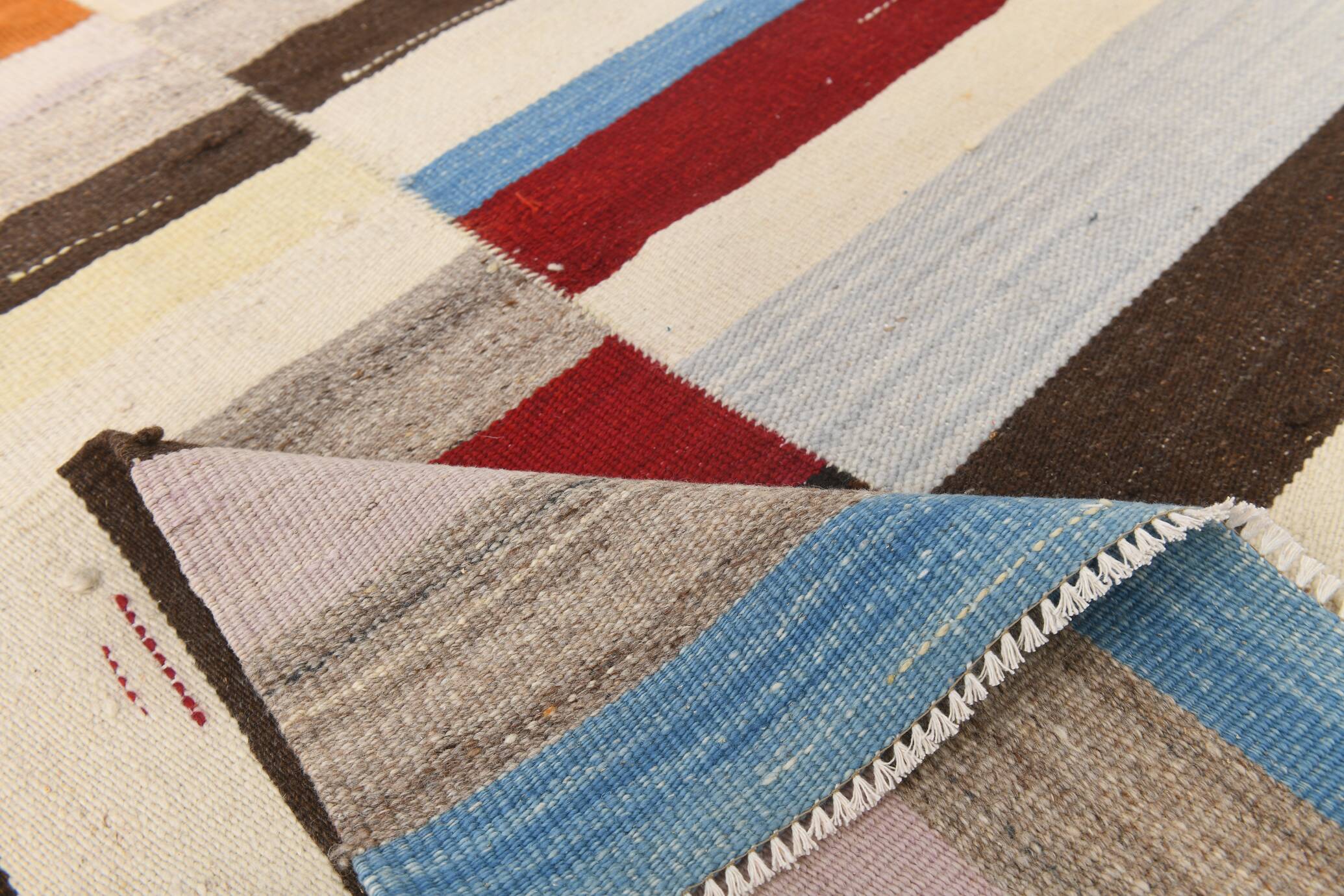 Mid Century Modern Multicolor Kilim Rug, 272x367Cm