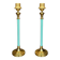 2 x brass and blue steel table lamps from Kullmann / 1970s