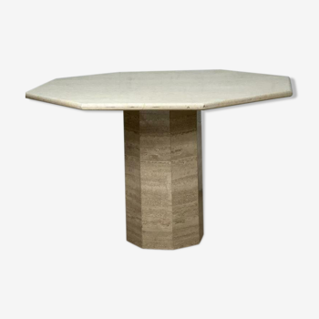 Table en travertin octogonal vintage