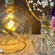 Vintage amber glass globe player
