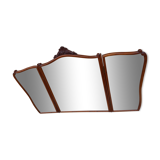 Old triptych mirror wood mounting three mirrors bisotés