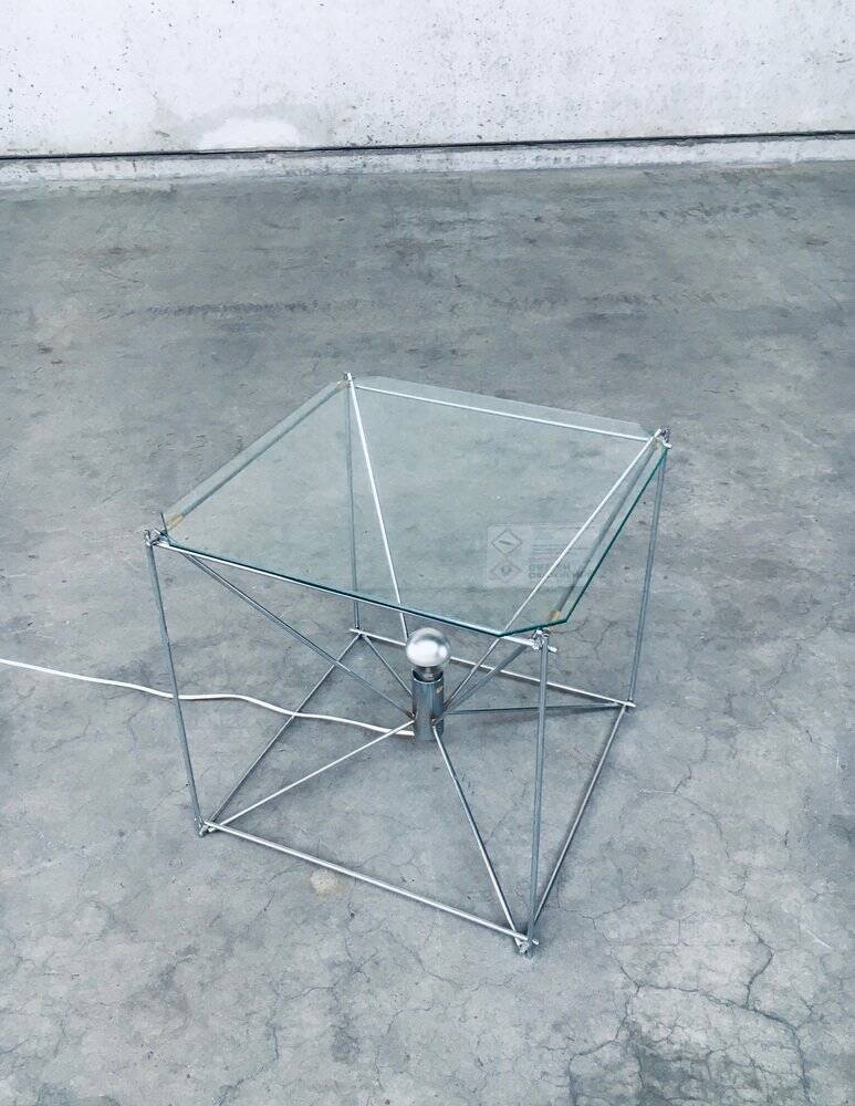 Cubist coffee table with lamp attributed to Max Sauze, France 1960s