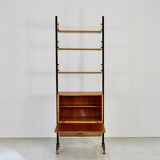 Bibliothèque modulaire autoportante en teck et acier de style italien moderne du milieu du siècle,