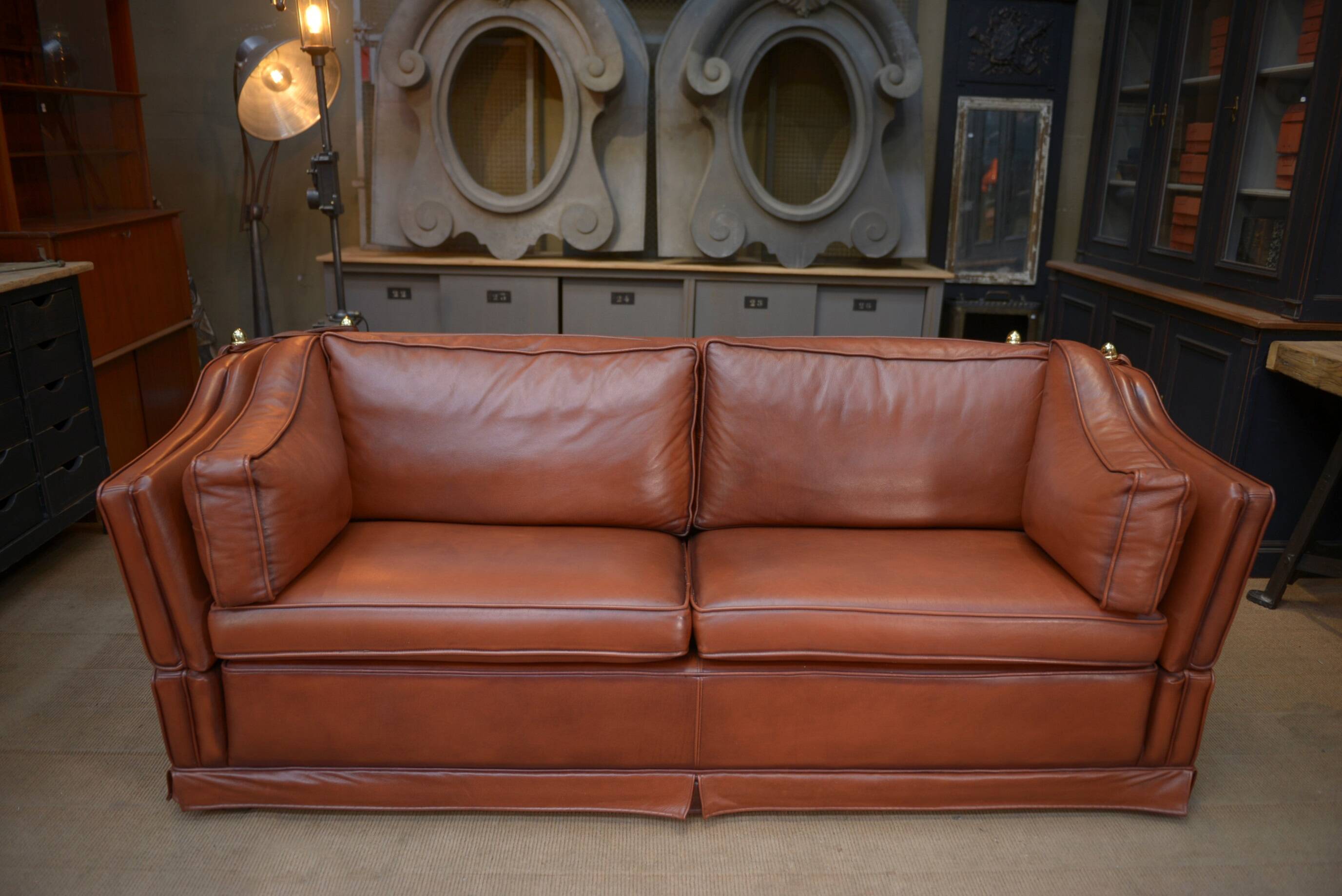 Maison Jansen leather sofa, France, 1970s