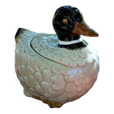 Enameled ceramic duck with lid
