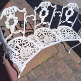 Large terrace or garden bench, made of cast iron, vintage decor.