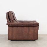 Brown leather armchair, Swiss design, 1970s, manufacture: De Sede