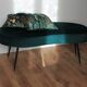 Banquette haricot, velours vert foncé, année 50/60