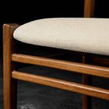 Vintage Mid-Century Modern Danish Teak & Beige Fabric Chairs, Set of 4