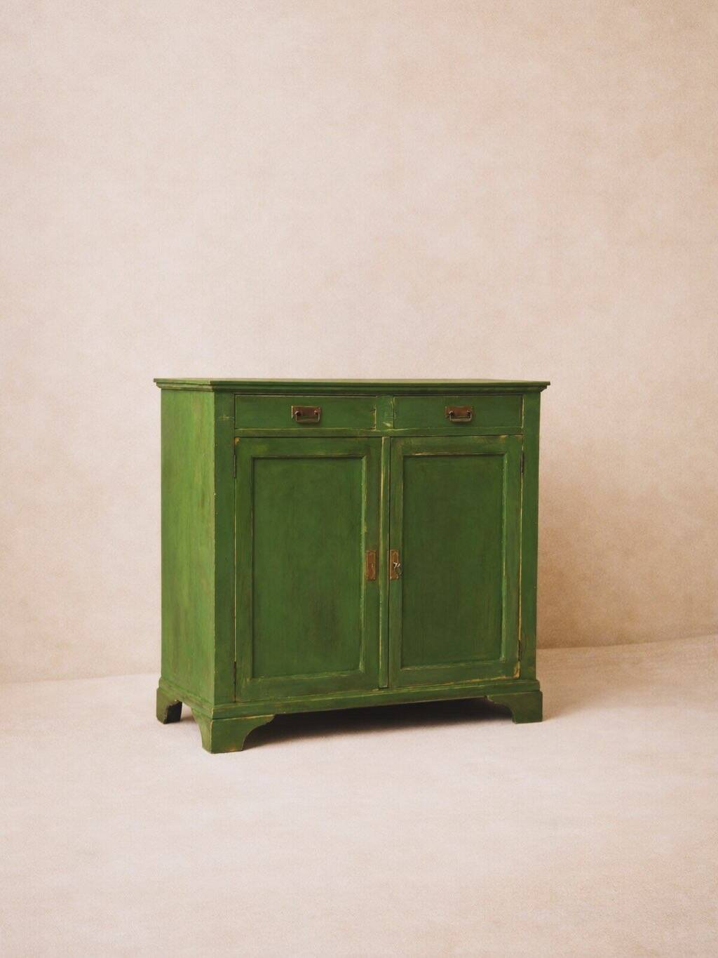 Antique green patinated wooden sideboard – chic country style