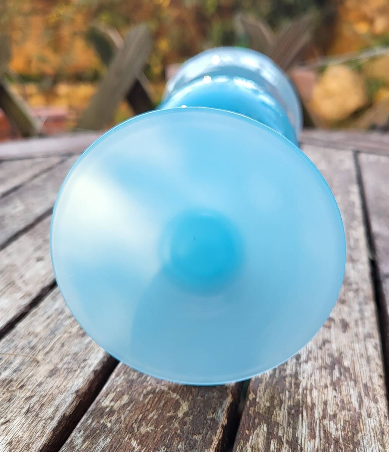 Blue opaline chalice vase