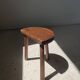 Stool in solid wood tripod seat half-moon