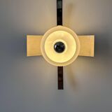 Vintage wall lamp, brushed chrome and opaline metal, France 1960s