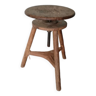 Tabouret tripode vintage en bois