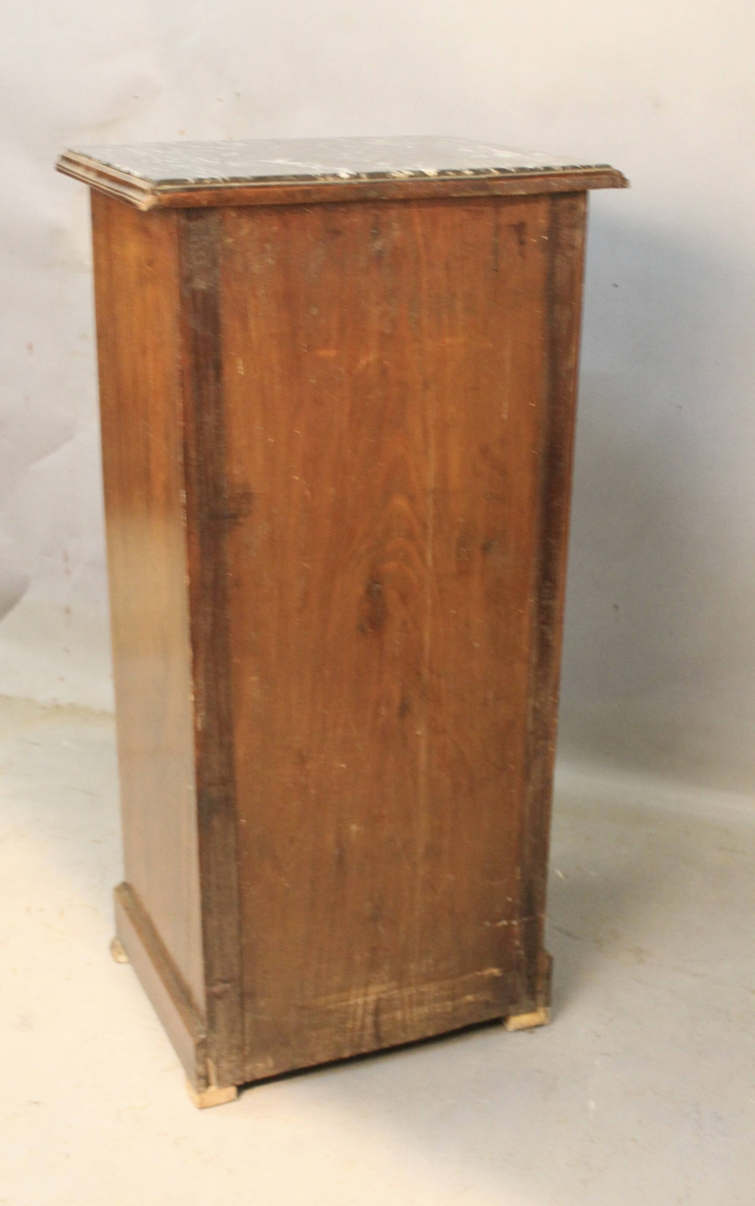 Louis Philippe bedside table in walnut with false drawers