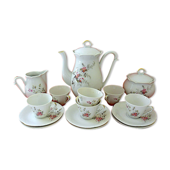 Limoges porcelain coffee set with floral decoration