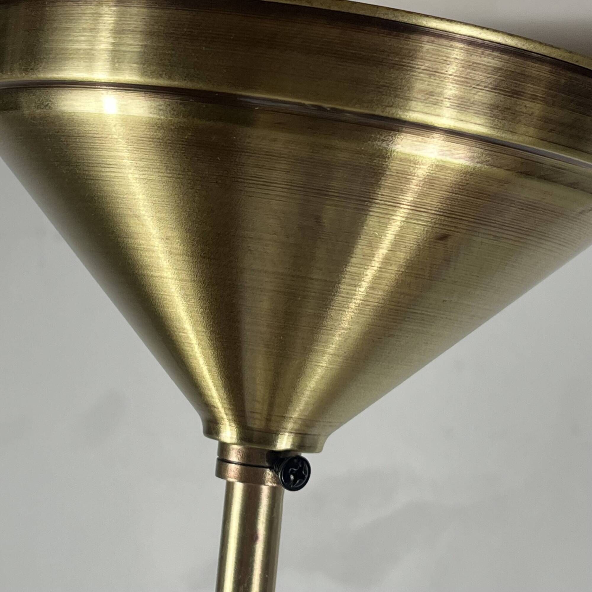 Pair of opaline glass pendant lights in white by Philips and brass from the 1920s.