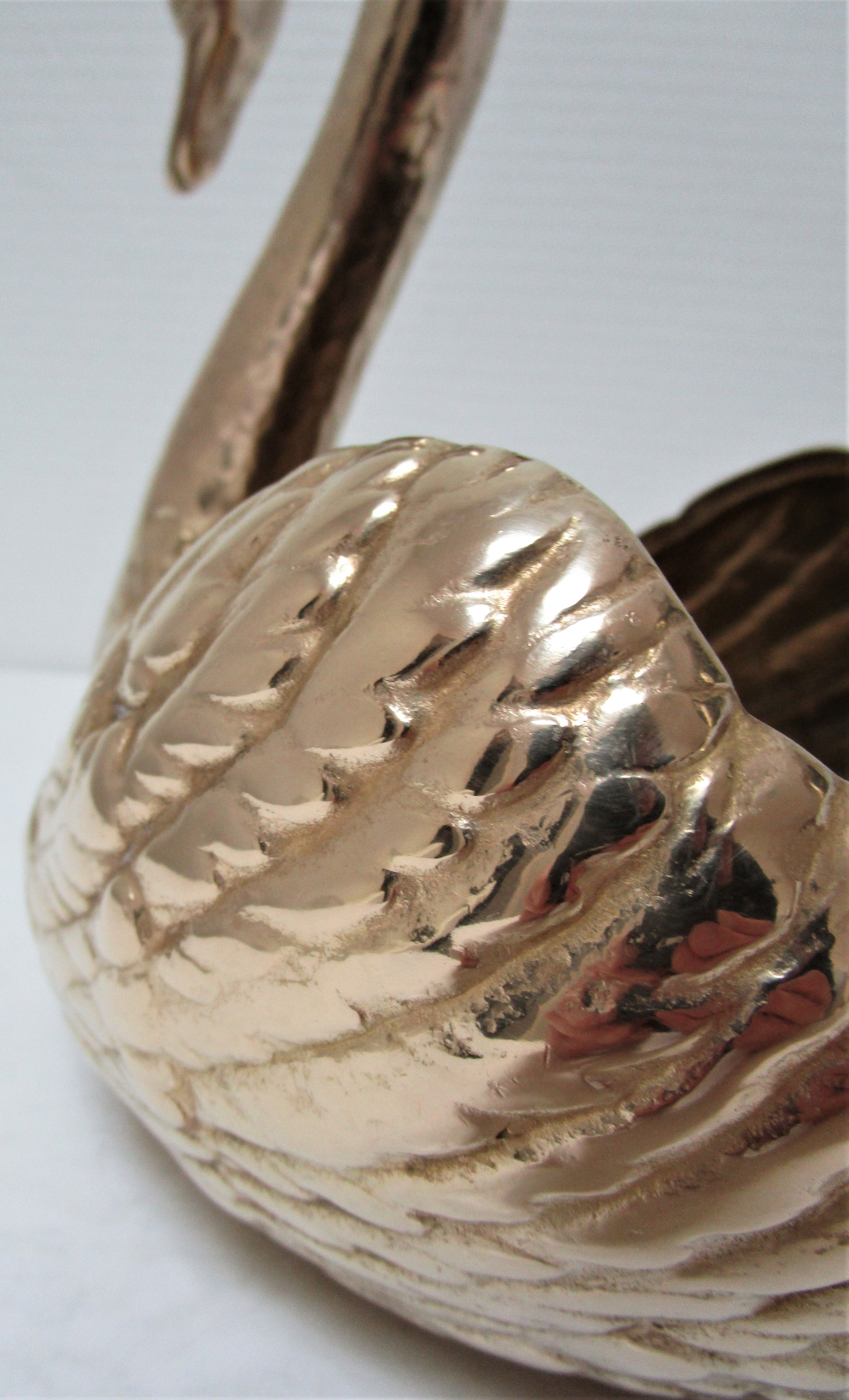 cache brass pot zoomorphic vintage swan