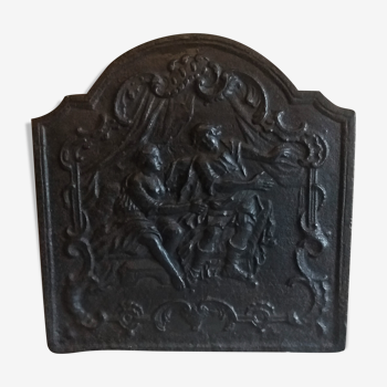Old cast iron fireplace plate libertine subject 18th century