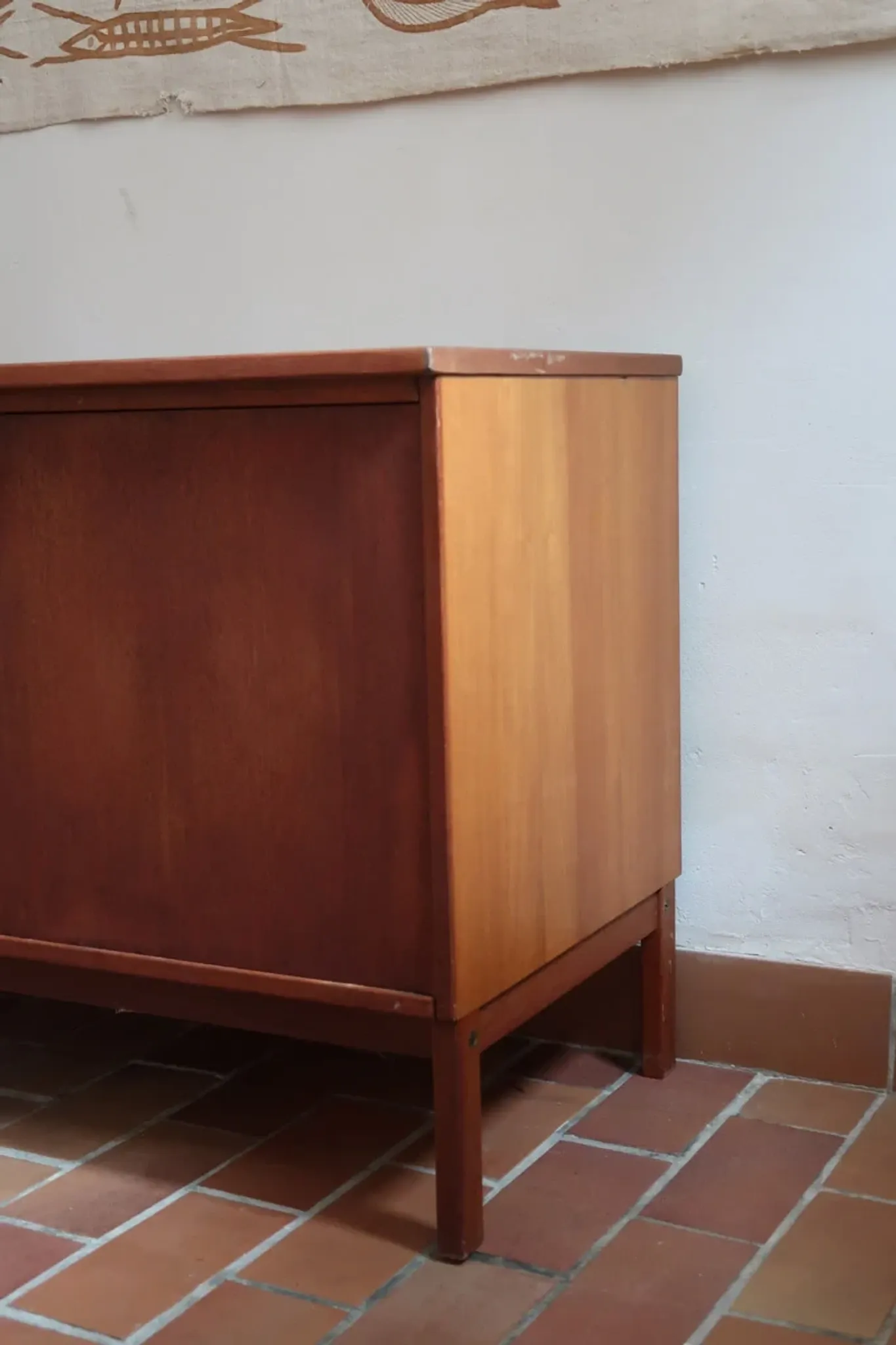 Small Ulferts teak sideboard from the 1960s with integrated handles.