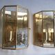 Pair of Italian gold-plated brass wall sconces with beveled glass