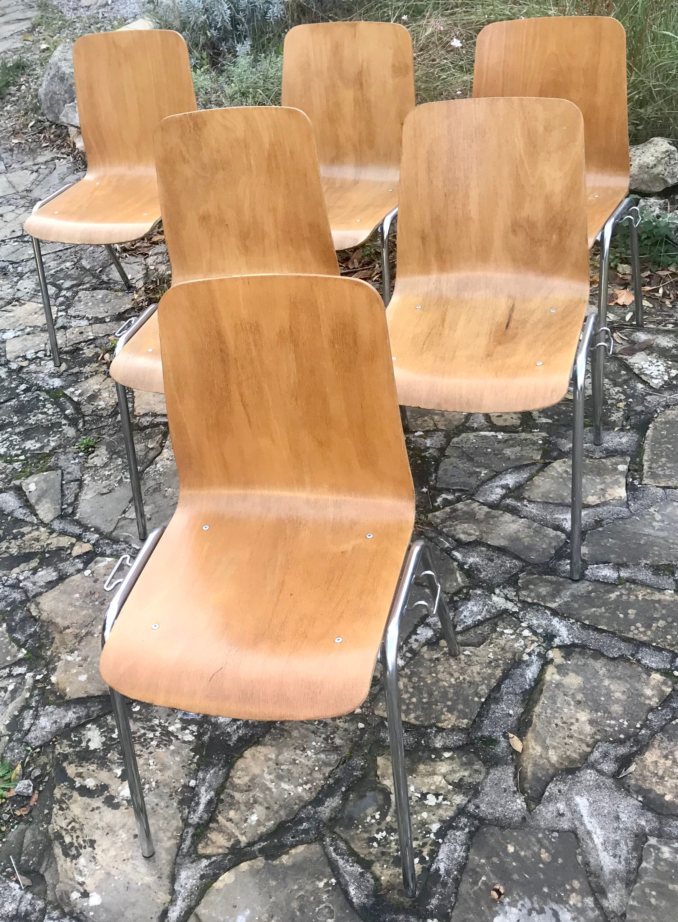 Suite de six chaises circa 1960