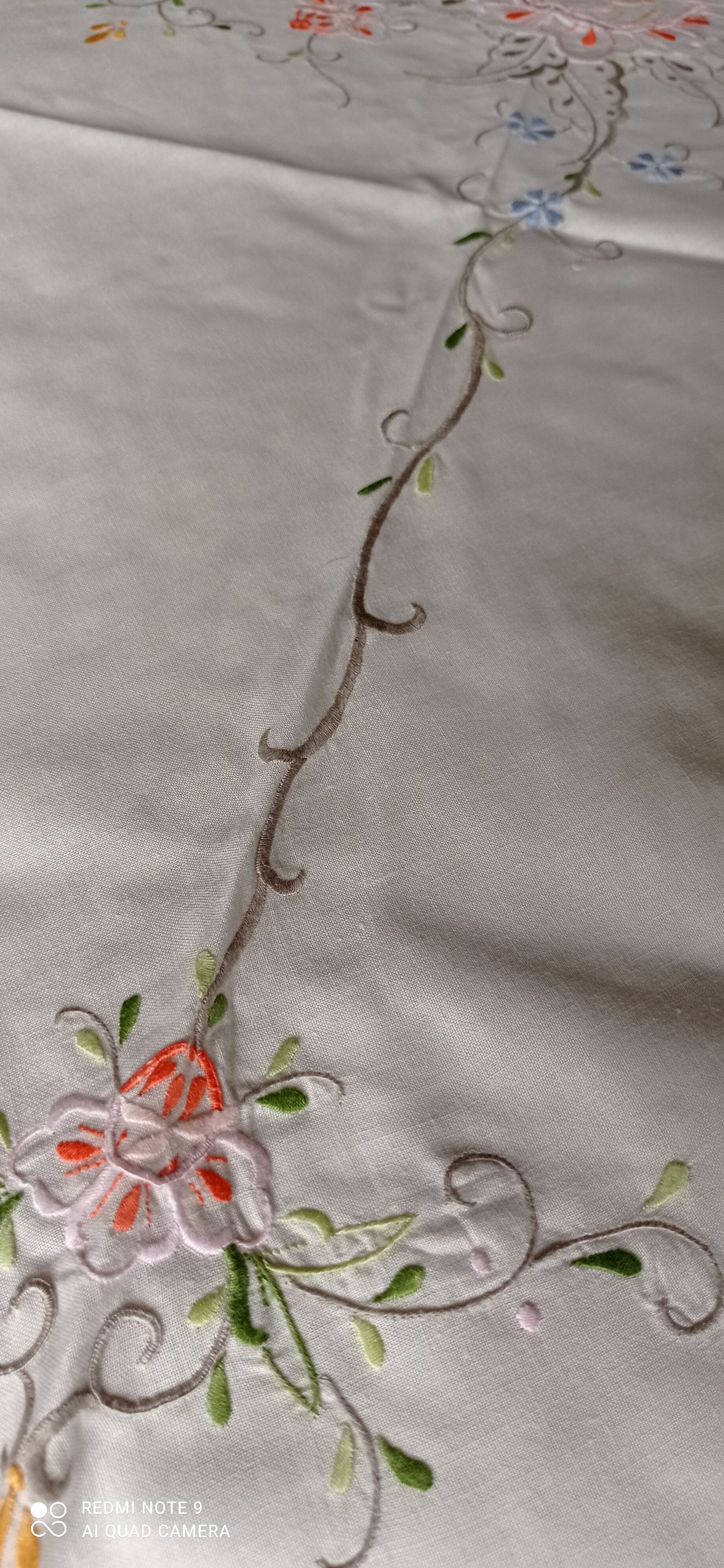 Antique embroidered tablecloth and towels