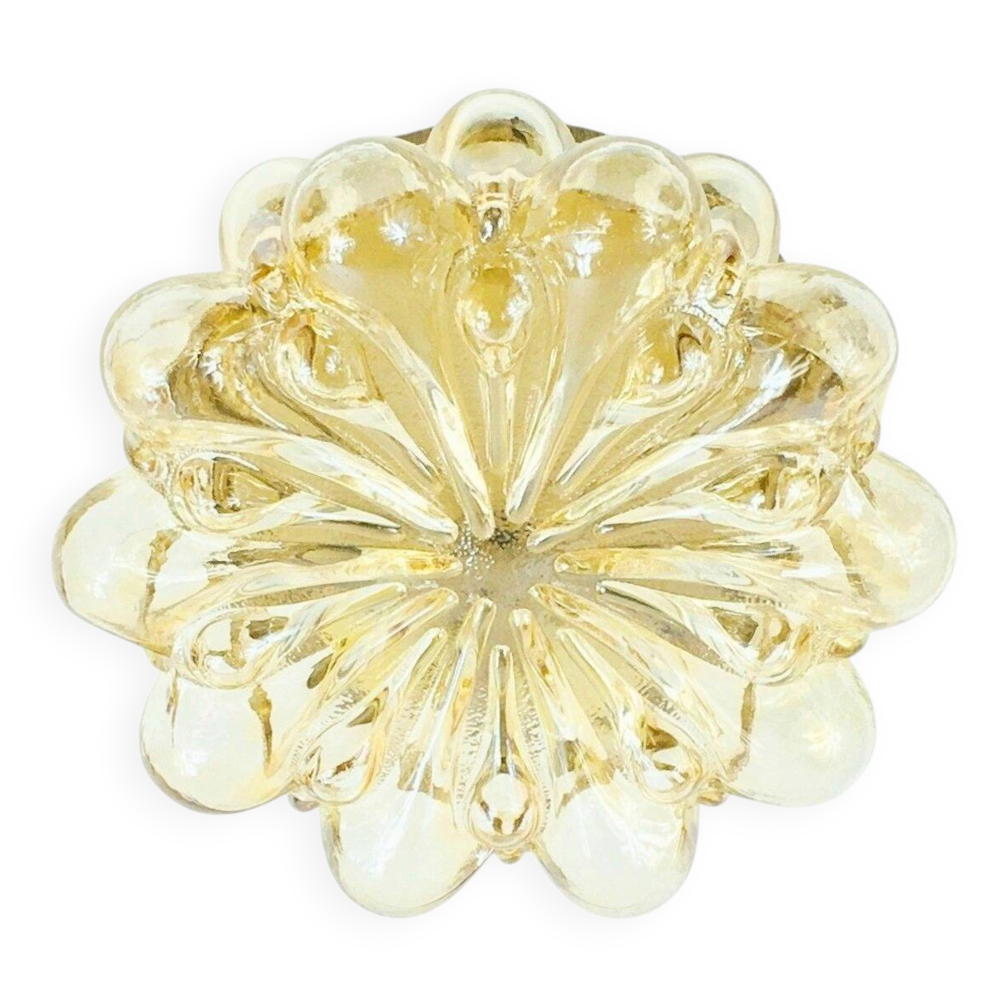 Large Amber Bubble Glass Ceiling Light By Helena Tynell For Limburg, 1960s