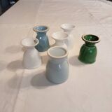6 mismatched old egg cups