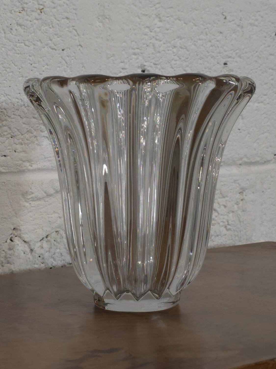 Molded crystal vase Pierre d'Avesn (Pierre Girre) 1940s