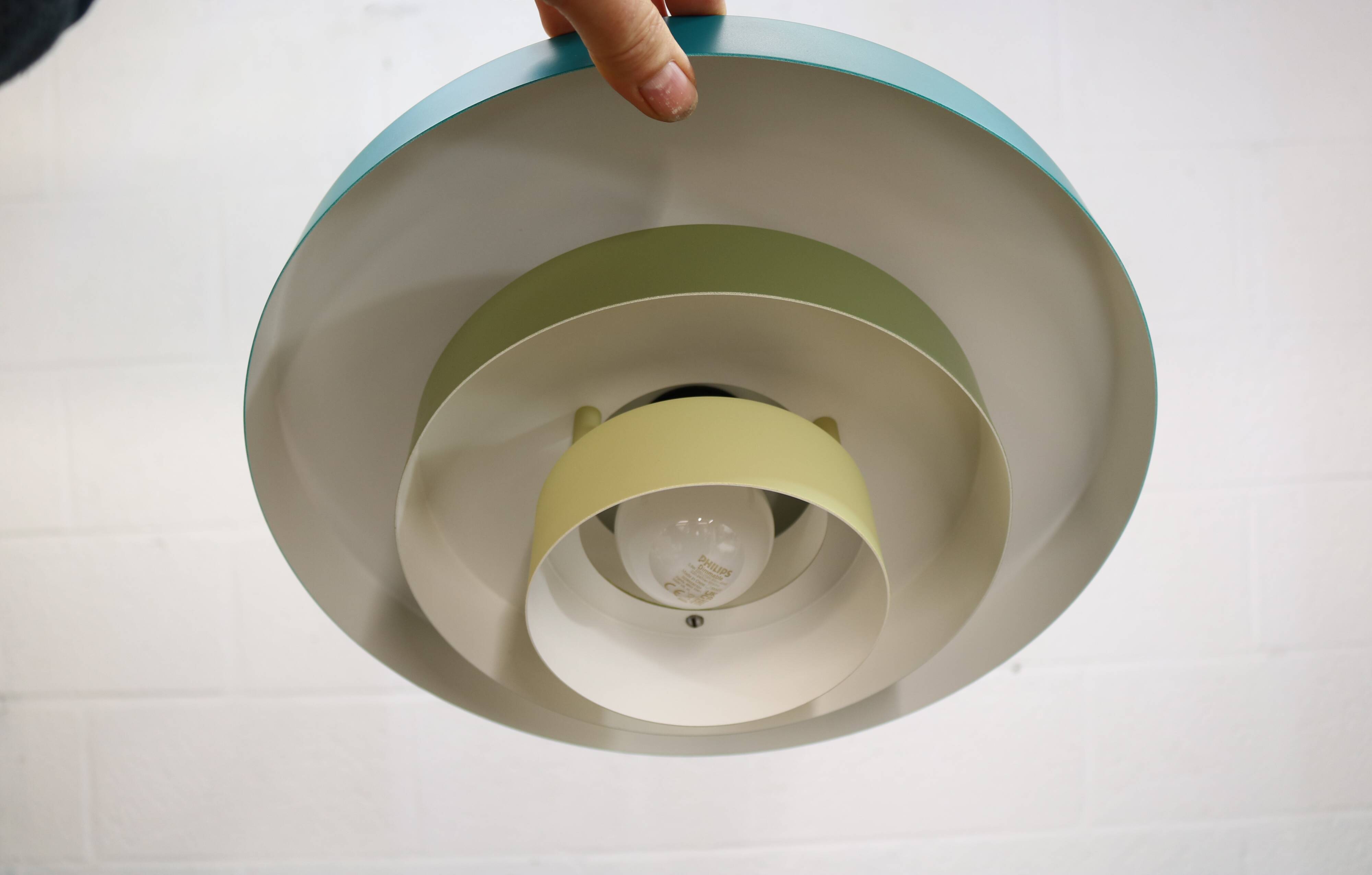 Unique colorful Danish blue and green design lamp  - Denmark 1970 -