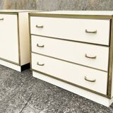 Cabinet and chest of drawers in ivory lacquer, inspired by Mahey and Vandel.