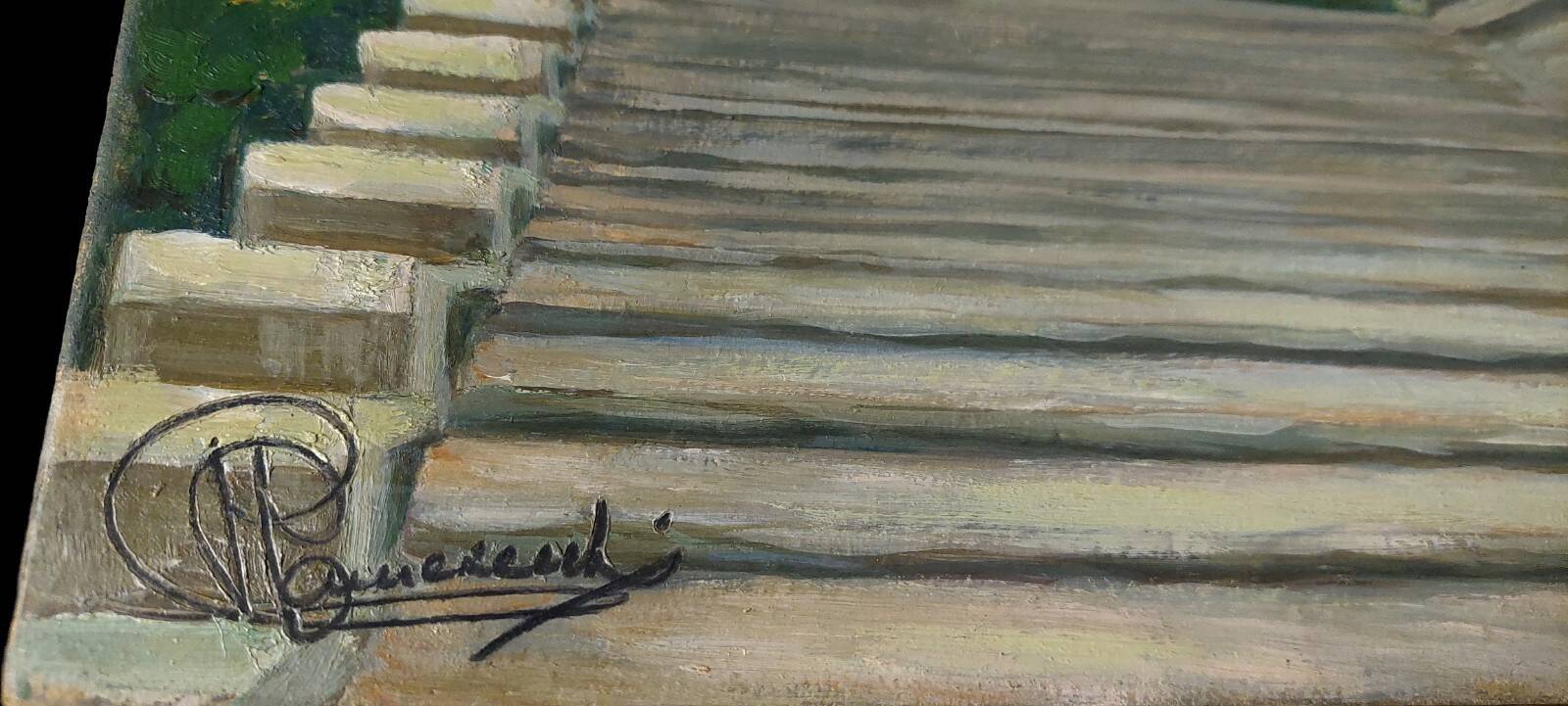 Oil painting "The ramps at San Niccolò" Florence, signed early 1900