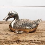Large vintage duck in silver metal