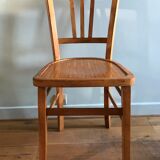 Vintage bistro chairs in natural wood marked luterma