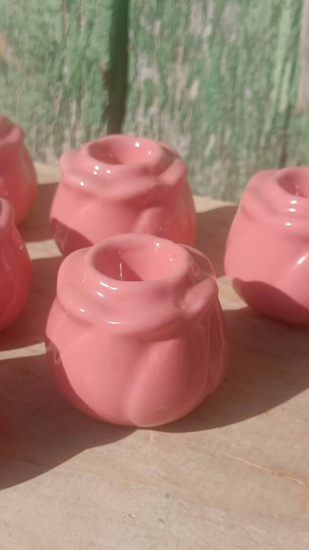 Rose button candle holders set of 6