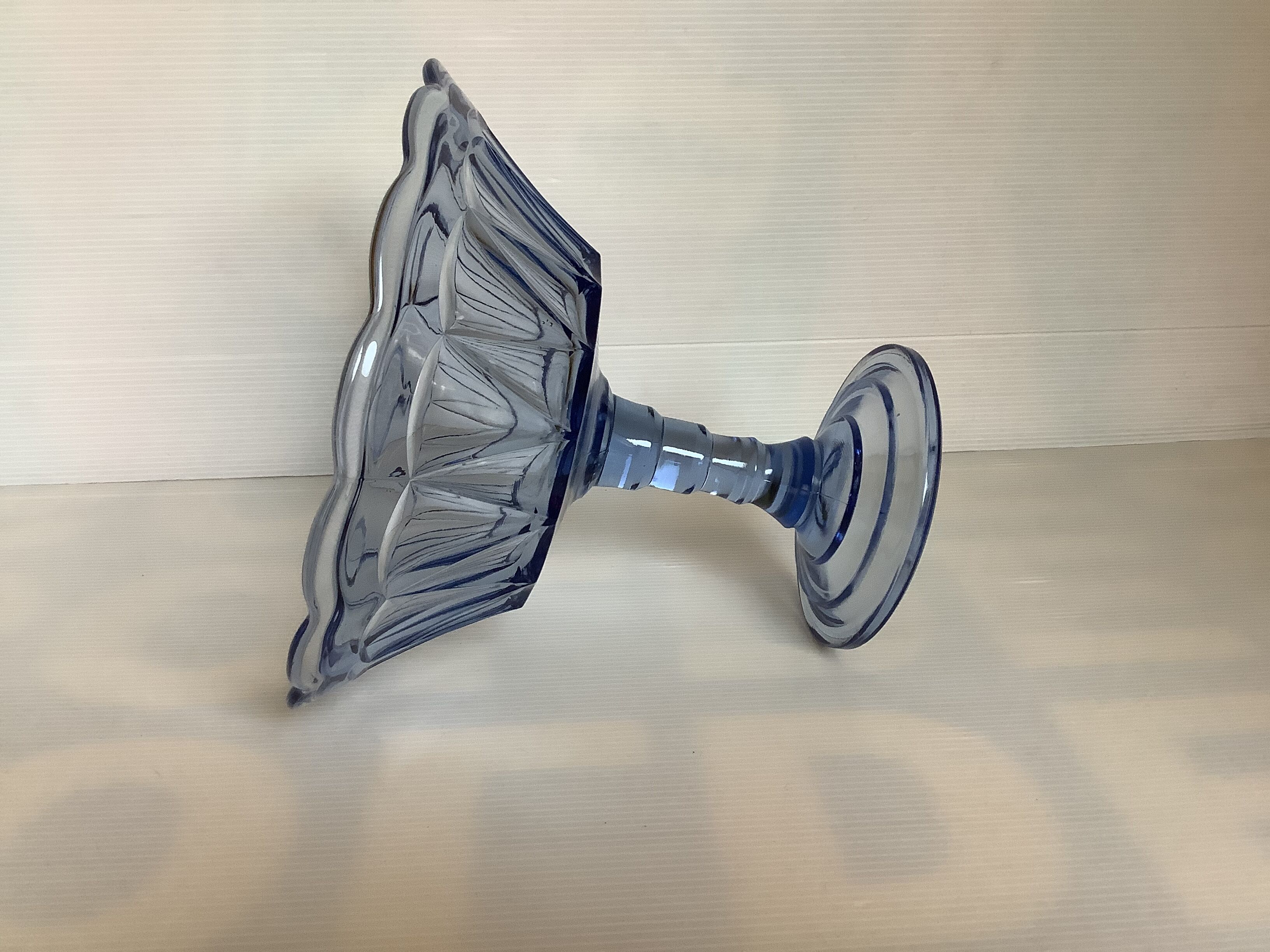 Antique blue molded glass footed cup