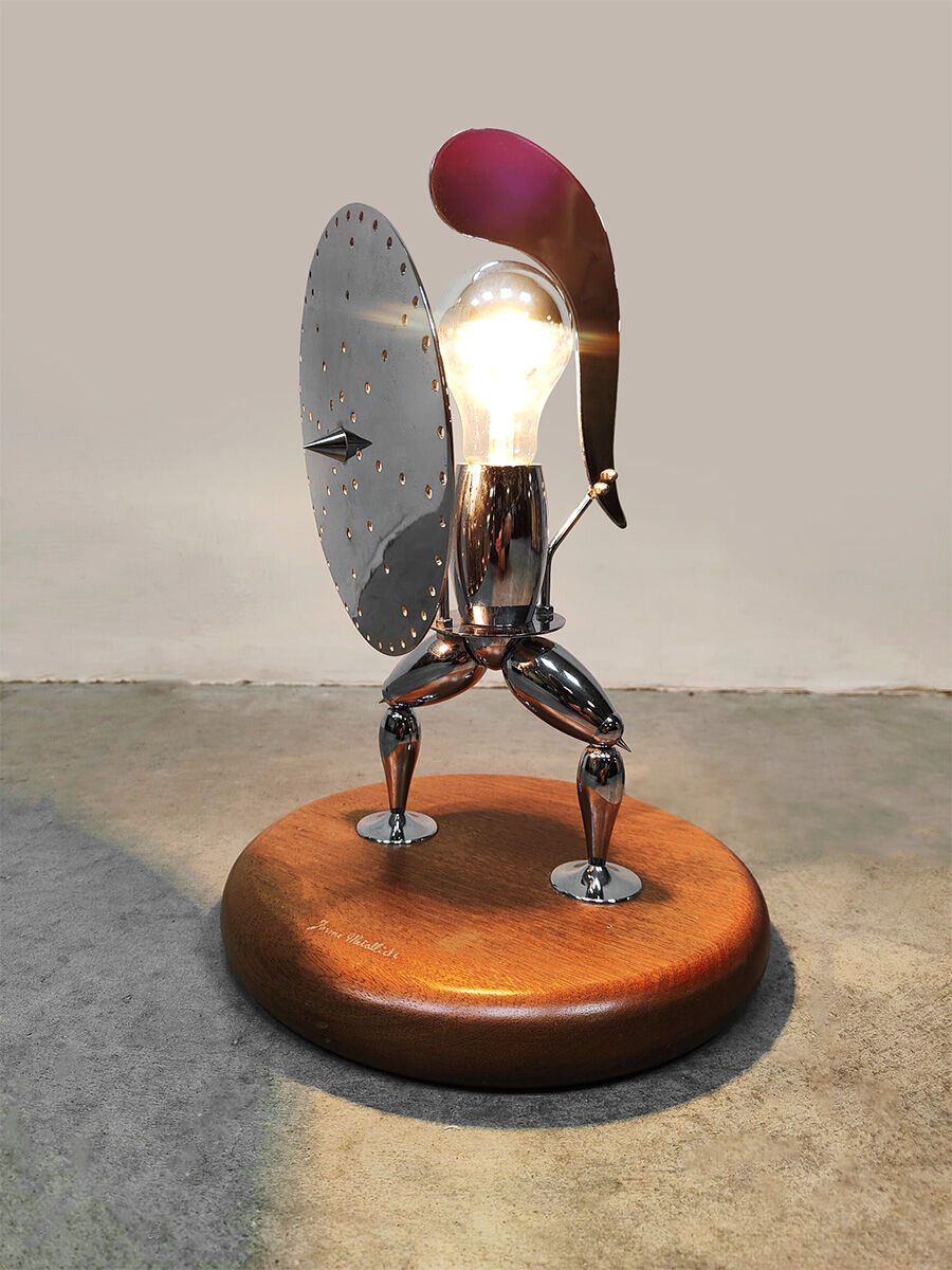 Vintage unique Italian metal figure table lamp