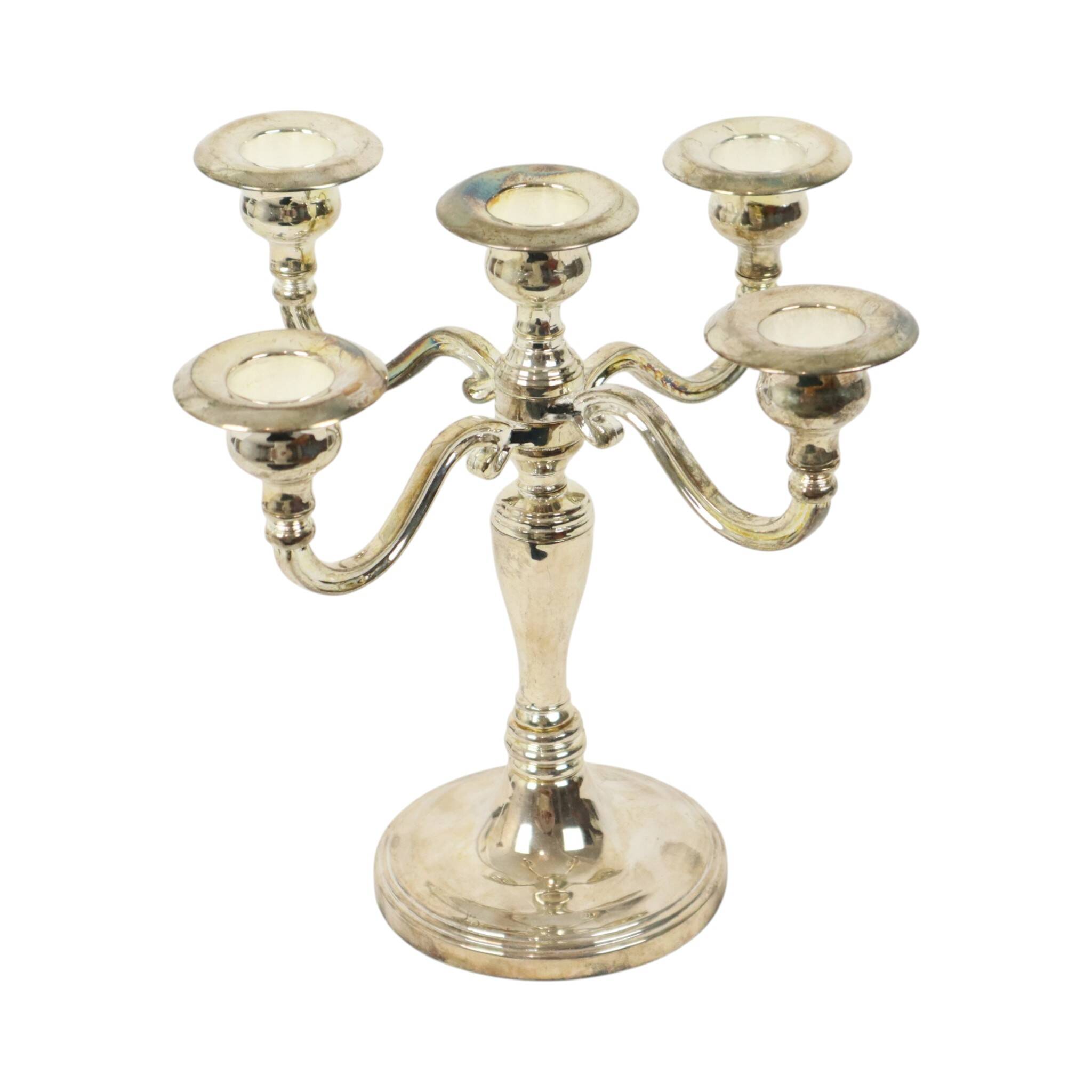 Vintage Candlestick Silver-Plated Metal Adjustable 20cm