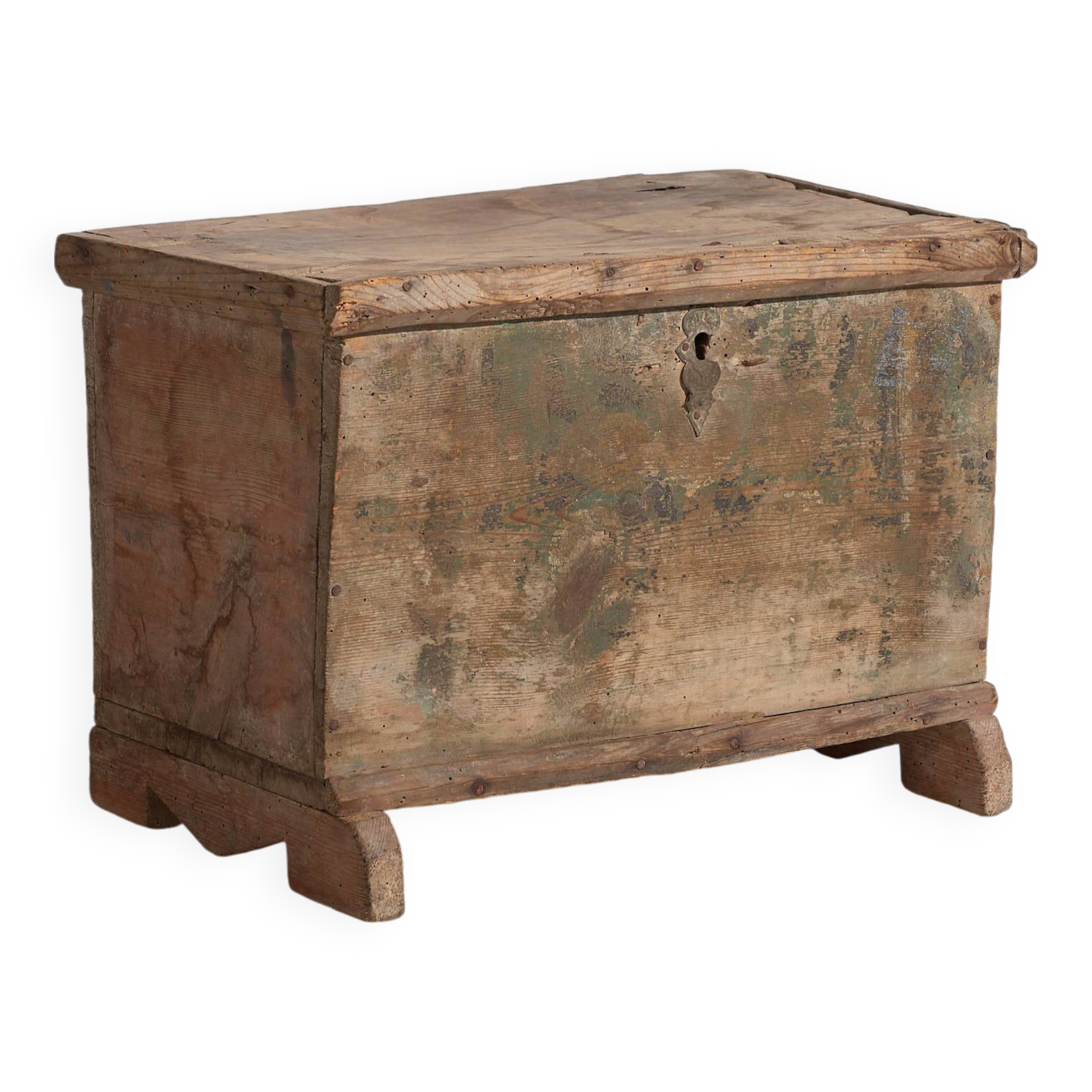 Old green patinated wooden chest (c.1900)