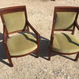Paire de fauteuils Consulat en noyer