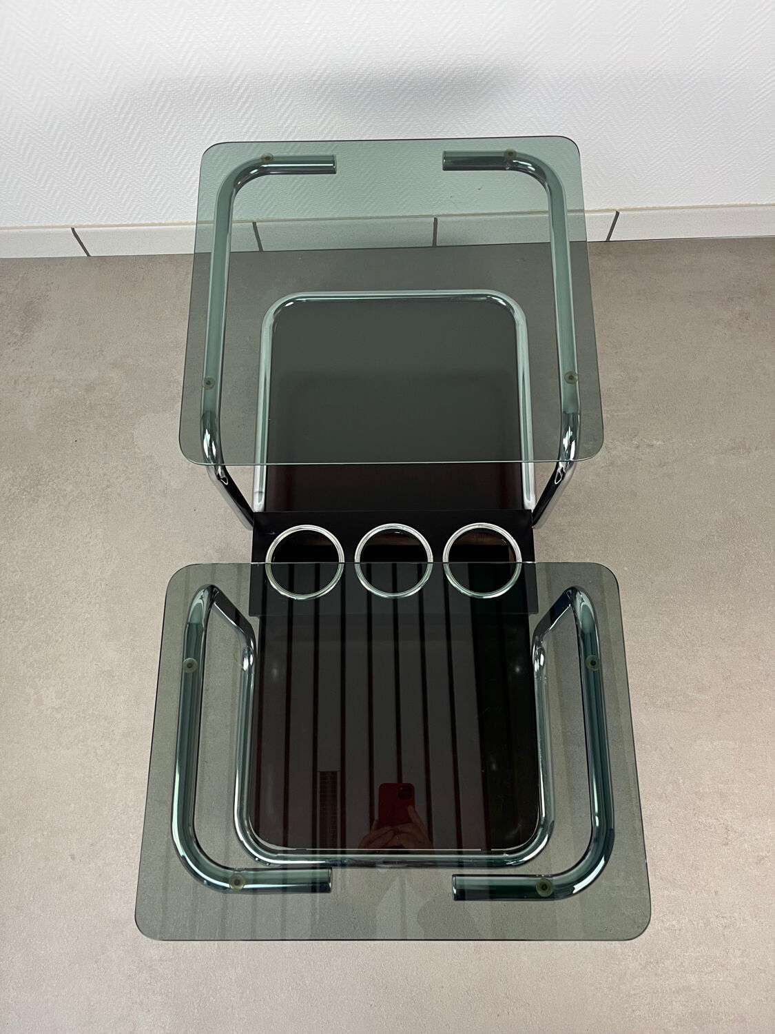 Chrome and smoked glass coffee table from the 70s.