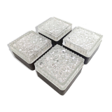 Set 4 wall lamps square ceiling lamps molded glass bubbles and black metal