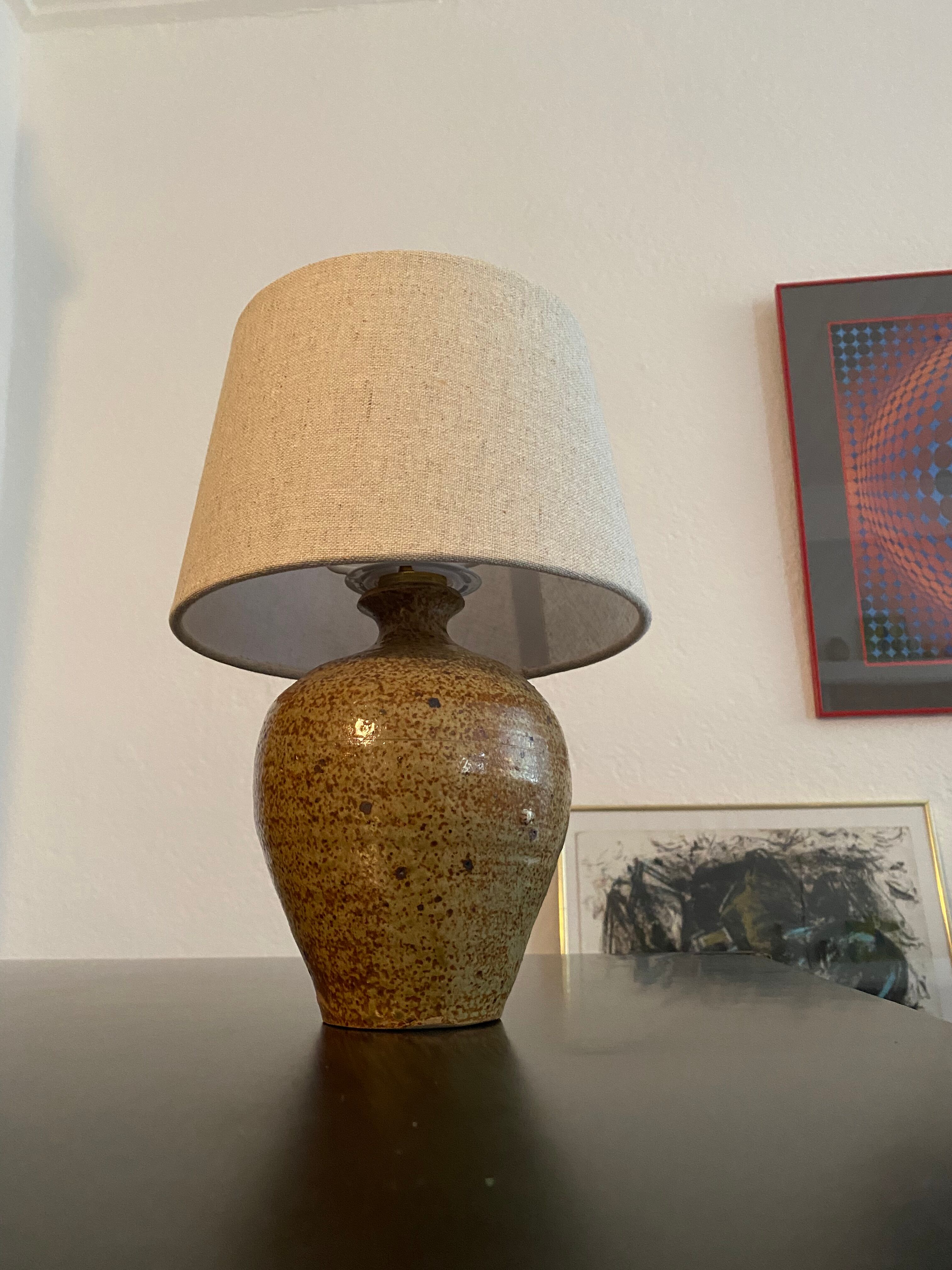 Vintage pyrity stoneware lamp