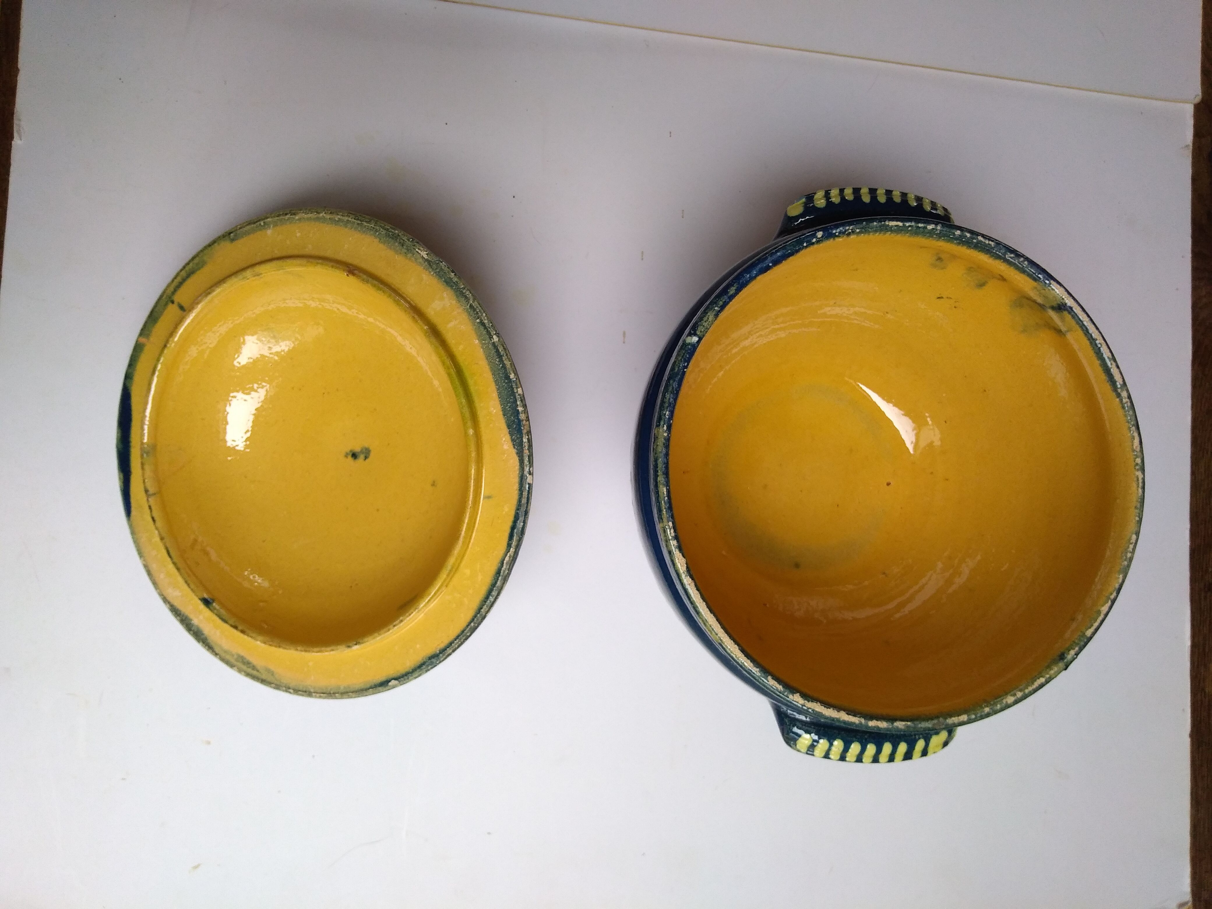 Ancient Alsatian pottery soup midnight blue