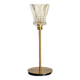 Table lamp with a crystal glass lampshade, like a vase and a golden base