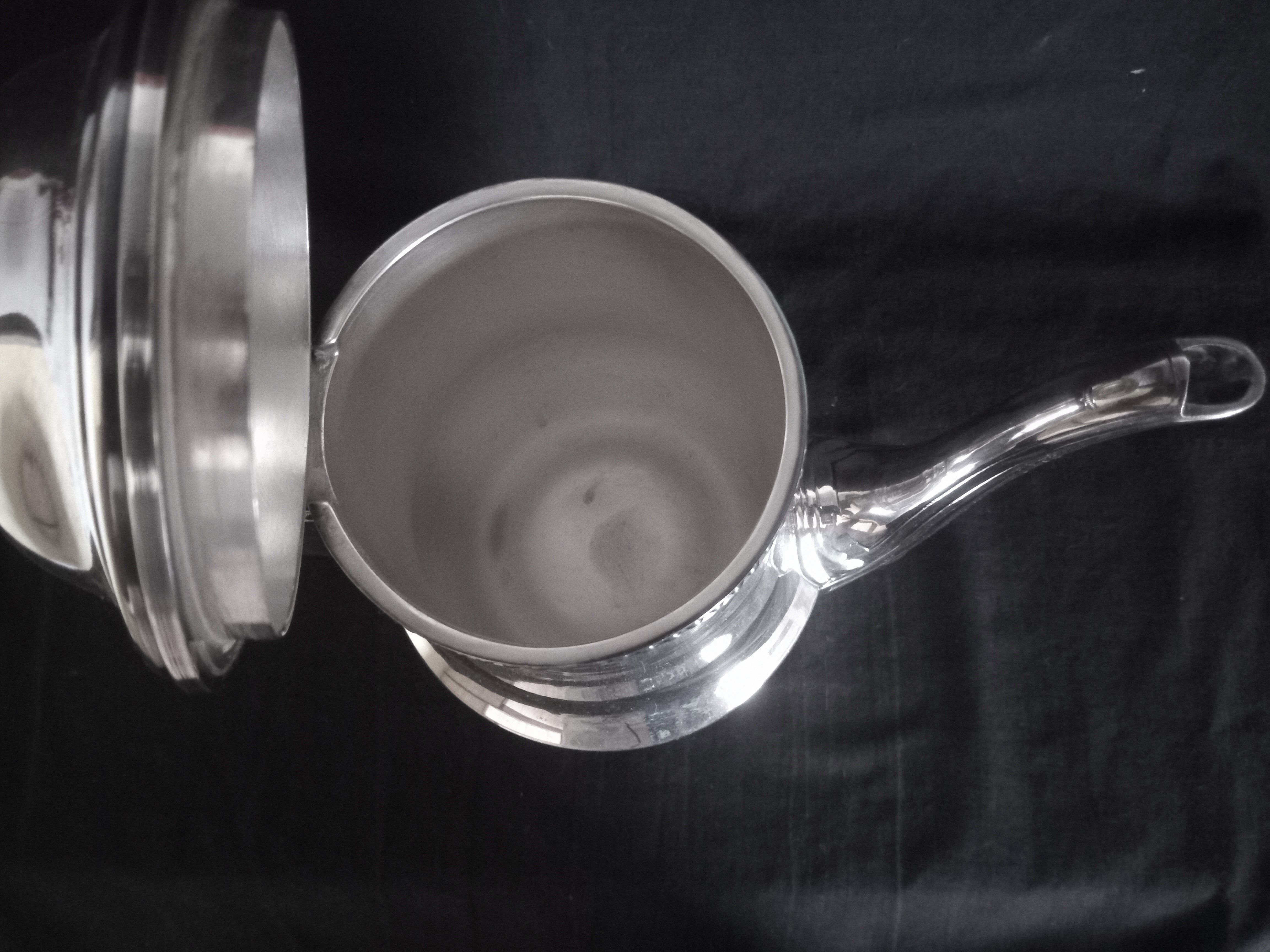 Tea and coffee set on tray, in silver metal Ercuis Goldsmith