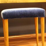 Panca vintage in wood and velluto blue Italia 1950s