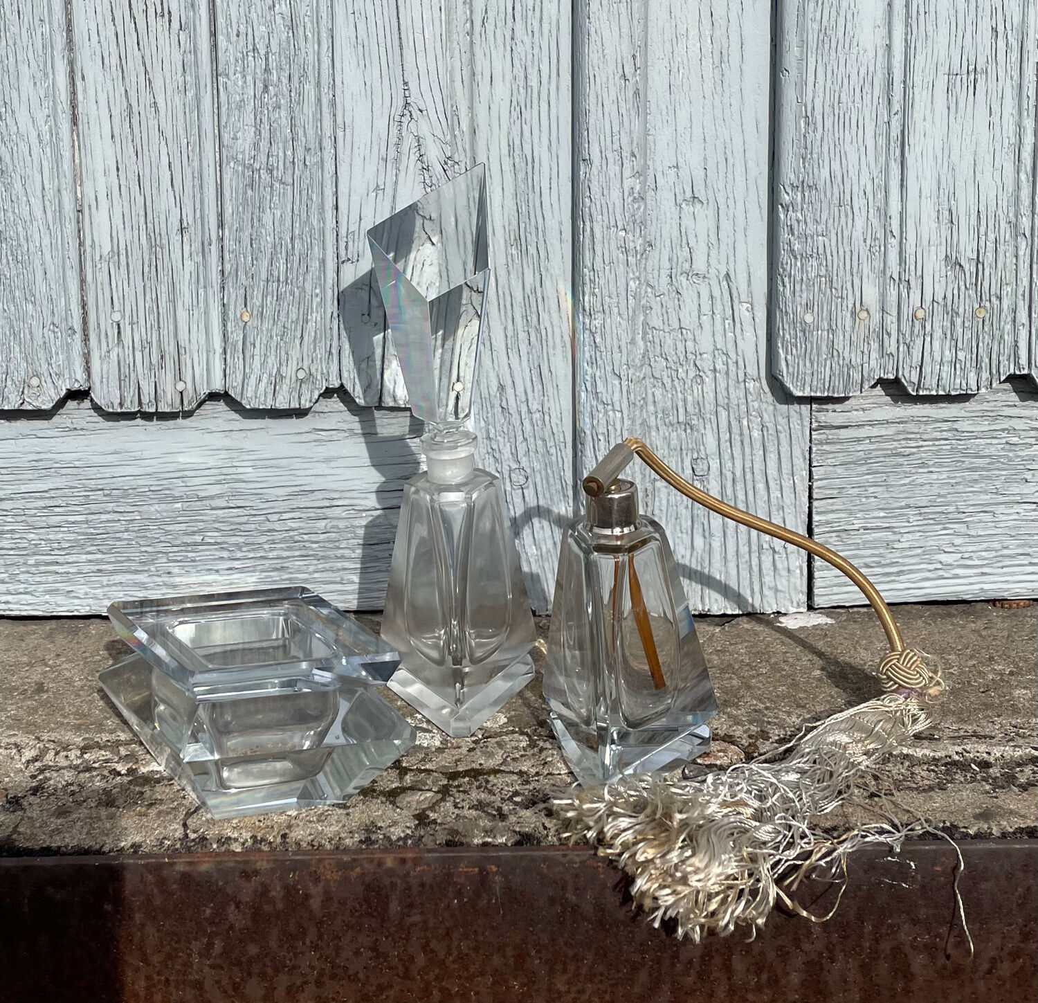 Flacon de parfum / Vanité en cristal Art Déco