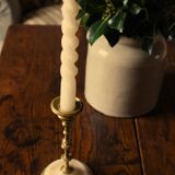 Fine brass candle holder alabaster base